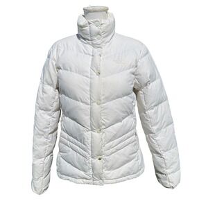 The‎ North Face 700 Down Puffer Jacket Womens Medium White Chevron Snap Coat